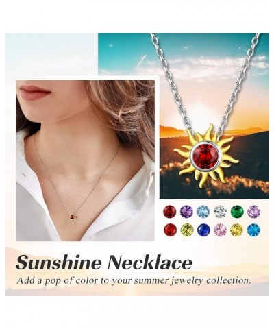 Dainty 925 Sterling Silver Gold Birthstone Sun Stud Earrings/Pendant Necklace, Dainty Birthstone Jewelry for Women (with Gift...