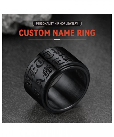 Personalized Custom Name Fidget Ring for Men Women, 9MM/15MM Stainless Steel Customized Spinner Band with Delicate Packaging ...