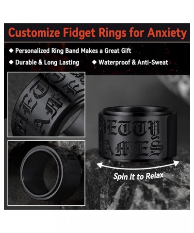 Personalized Custom Name Fidget Ring for Men Women, 9MM/15MM Stainless Steel Customized Spinner Band with Delicate Packaging ...