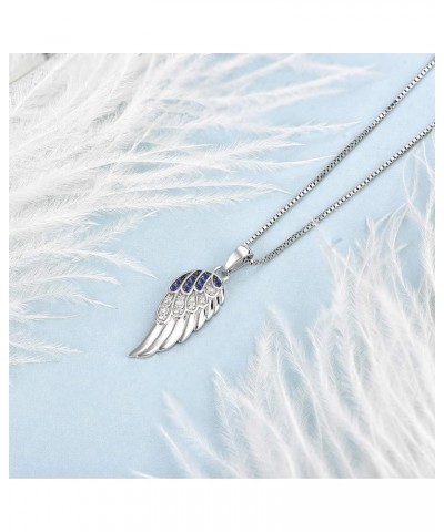 925 Sterling Silver Angel Wing Pendant Necklace for Women Cubic Zirconia 18" Chain Blue $18.45 Others