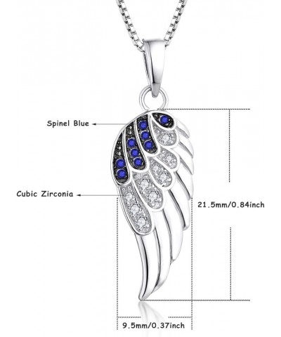 925 Sterling Silver Angel Wing Pendant Necklace for Women Cubic Zirconia 18" Chain Blue $18.45 Others