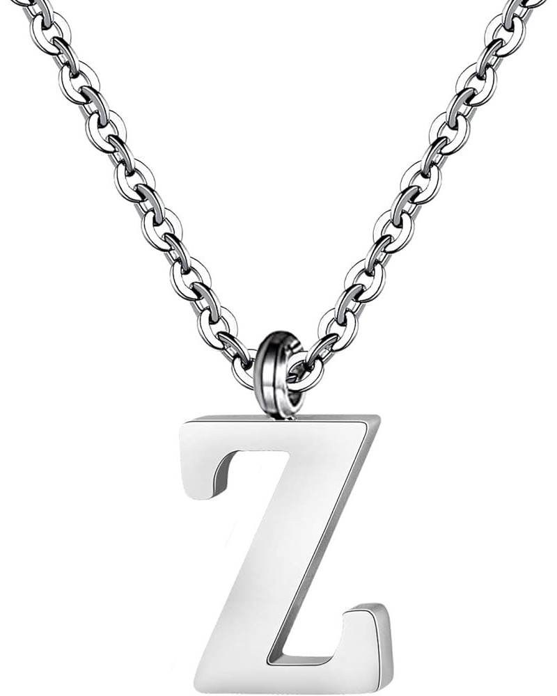 Stainless Steel Silver Initial Necklace Alphabet Pendant Necklace 16" with 2" extender Women Girl letter Necklace Silver Init...