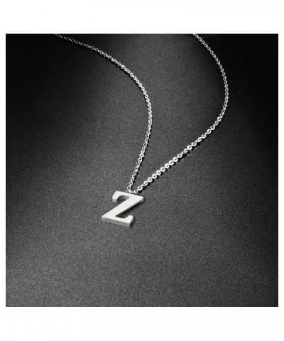 Stainless Steel Silver Initial Necklace Alphabet Pendant Necklace 16" with 2" extender Women Girl letter Necklace Silver Init...