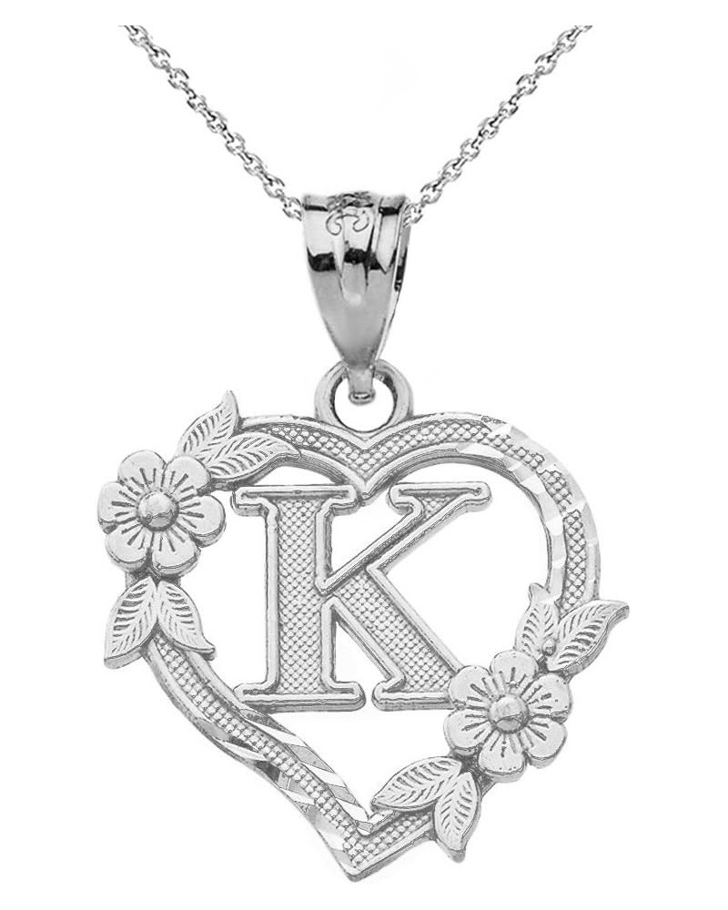 Sterling Silver Initial Heart Pendant for Women 18.0 Inches K $24.18 Necklaces