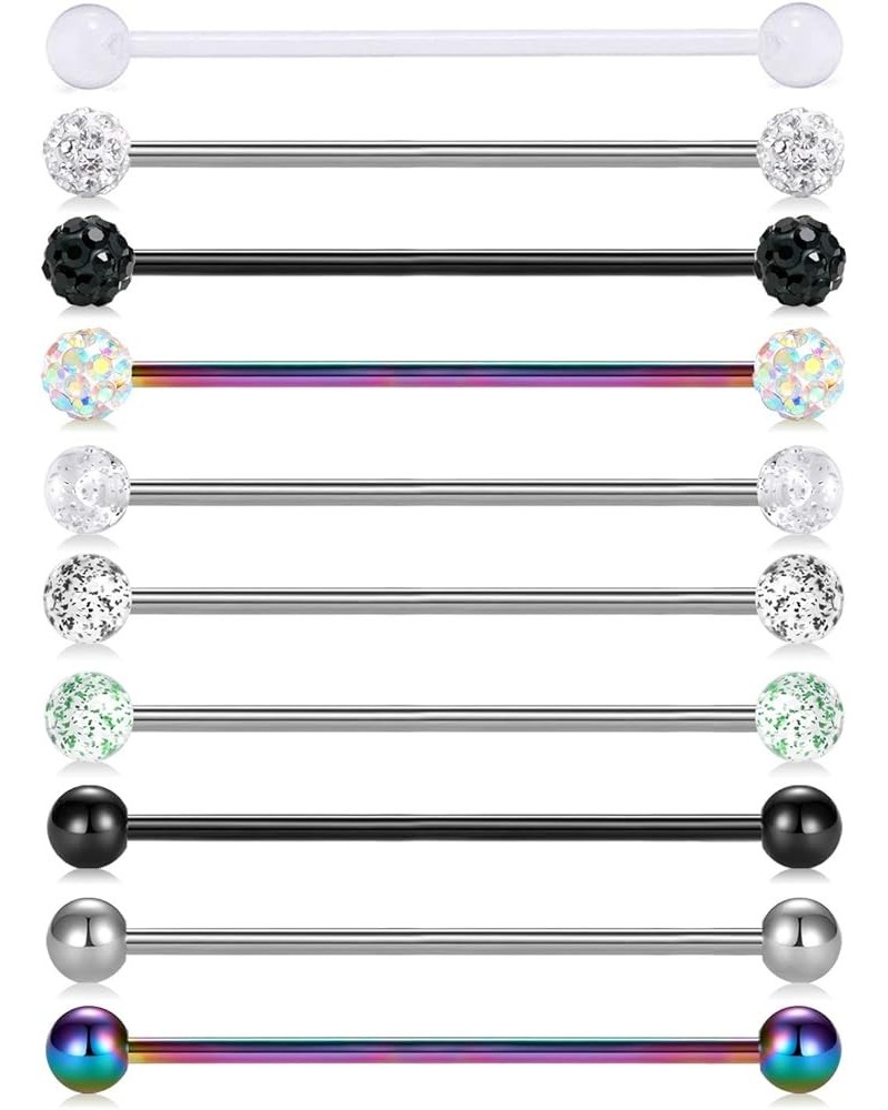 10pcs 14G Stainless Steel Industrial Barbell Earring Cartilage Body Piercing Jewelry 32mm 35mm 38mm Industrial Piercing Bar C...