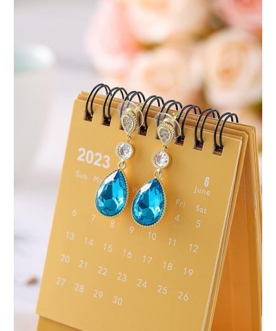 18 * 13 MM Big Teardrop Austrian Crystal Dangle Earrings for Women 14K Glod Plated Jewelry Mar-Aquamarine-14K Gold $11.02 Ear...