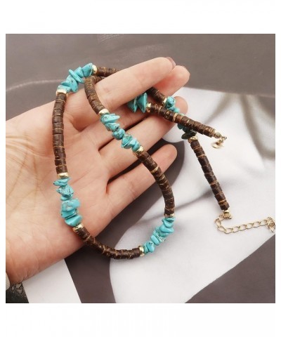 Boho Necklaces for Women Men Bohemian Turquoise Tiger Eye Stone Puka Shell Necklaces Punk Surf Necklaces Coconut Beads Heishi...