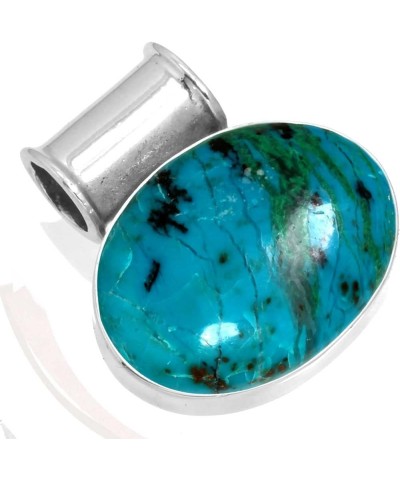 925 Sterling Silver Statement Pendant for Women 12x16 Oval Gemstone Handmade Jewelry for Gift (99558_P) Chrysocolla $17.84 Pe...