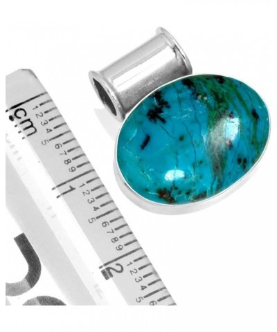 925 Sterling Silver Statement Pendant for Women 12x16 Oval Gemstone Handmade Jewelry for Gift (99558_P) Chrysocolla $17.84 Pe...