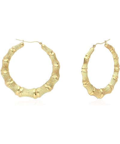 10K Yellow Gold Bamboo Hoop Earrings 17-85mm Diameter: 36mm mm $112.84 Earrings