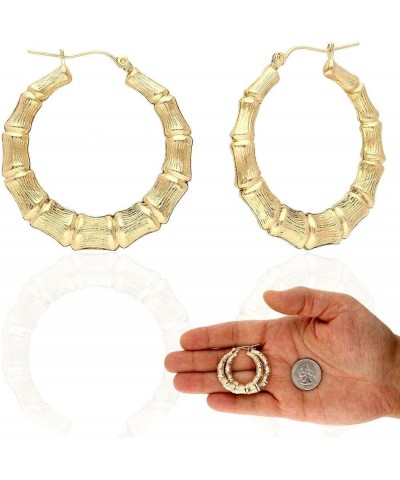 10K Yellow Gold Bamboo Hoop Earrings 17-85mm Diameter: 36mm mm $112.84 Earrings