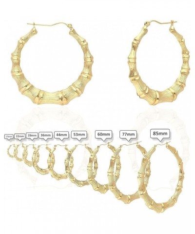 10K Yellow Gold Bamboo Hoop Earrings 17-85mm Diameter: 36mm mm $112.84 Earrings