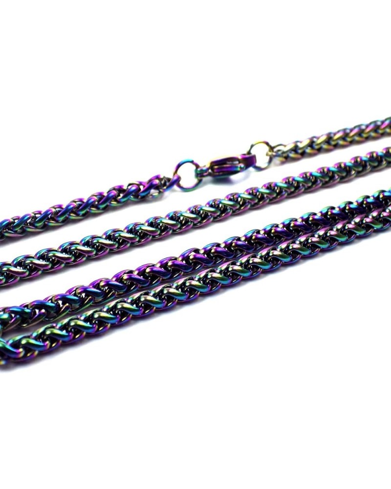 Spiga Wheat Chain Necklace Rainbow Stainless Stainless Steel 3mm 16-36-Inch 20-inch length $12.95 Necklaces