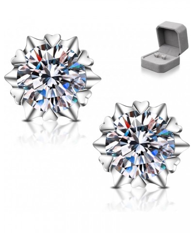 Moissanite Stud Earrings for Women, S925 Sterling Silver Earrings, Round Cut 4Ct D Color VVS Bright Lab, for Anniversary Cele...