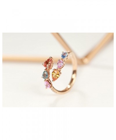 10K Yellow Gold Multi Sapphire Ring with Diamonds for women | Ethically, authentically & organically sourced (Pear-cut) shape...