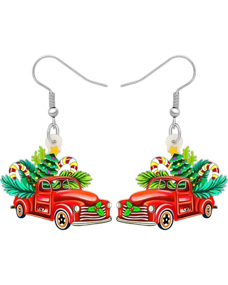 Acrylic Christmas Truck Tree Garland Earrings Drop Dangle Jewelry For Women Kids Teens Festival Gifts Berry $7.14 Earrings