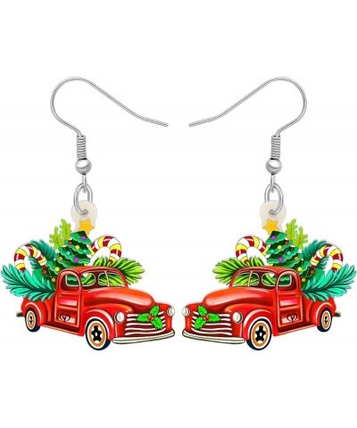 Acrylic Christmas Truck Tree Garland Earrings Drop Dangle Jewelry For Women Kids Teens Festival Gifts Berry $7.14 Earrings