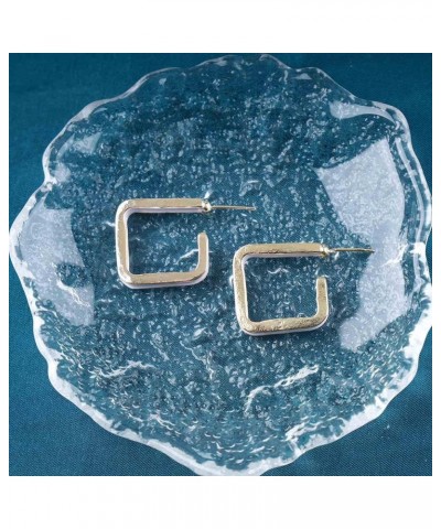 Vintage Square Hoop Earrings Hollow Square Huggie Earrings Black Square Hoop Earrings Geometric Stud Earrings Jewelry for Wom...