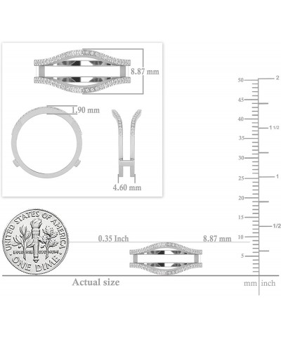Round Gemstone or White Diamond Double Guard Wedding Band Enhancer Ring for Women (0.15 ctw, Color I-J, Clarity I2-I3) in 925...