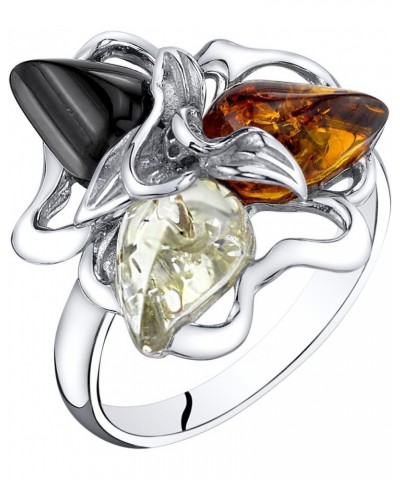 Genuine Baltic Amber Star Leaf Ring for Women 925 Sterling Silver, Multiple Colors, Sizes 5 to 9 $22.08 Rings