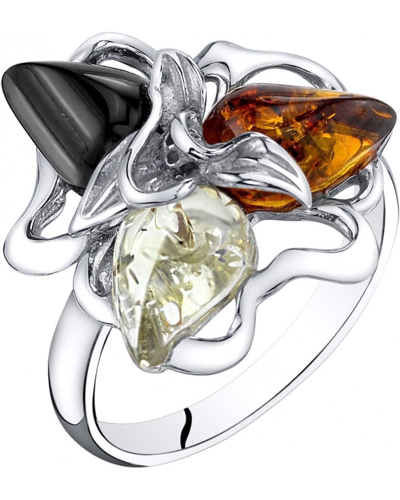 Genuine Baltic Amber Star Leaf Ring for Women 925 Sterling Silver, Multiple Colors, Sizes 5 to 9 $22.08 Rings