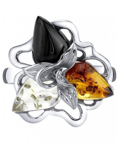 Genuine Baltic Amber Star Leaf Ring for Women 925 Sterling Silver, Multiple Colors, Sizes 5 to 9 $22.08 Rings