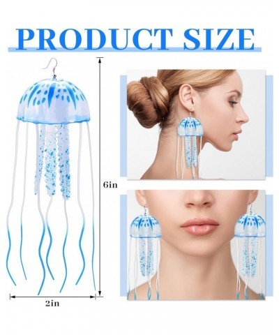 2 Pcs Glow Earrings Jellyfish Dangle Drop Weird Earrings Light up Glow in the Dark Christmas Party Decoration Blue $7.40 Earr...