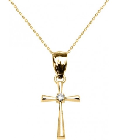 10K Yellow Gold Diamond Solitaire Accent Cross Pendant Necklace with Rolo Chain and Pendant only Pendant + 22" Chain $39.99 P...