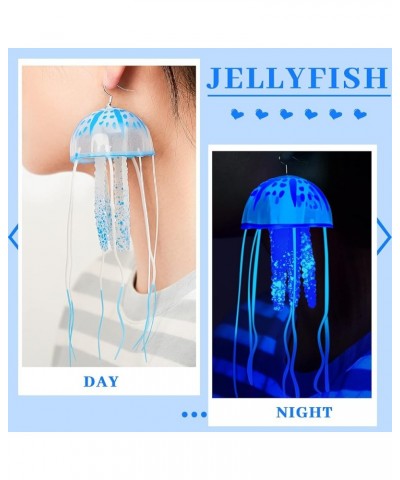 2 Pcs Glow Earrings Jellyfish Dangle Drop Weird Earrings Light up Glow in the Dark Christmas Party Decoration Blue $7.40 Earr...