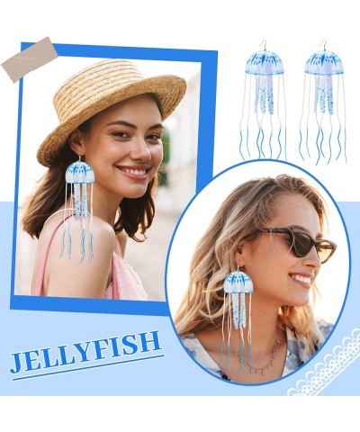 2 Pcs Glow Earrings Jellyfish Dangle Drop Weird Earrings Light up Glow in the Dark Christmas Party Decoration Blue $7.40 Earr...