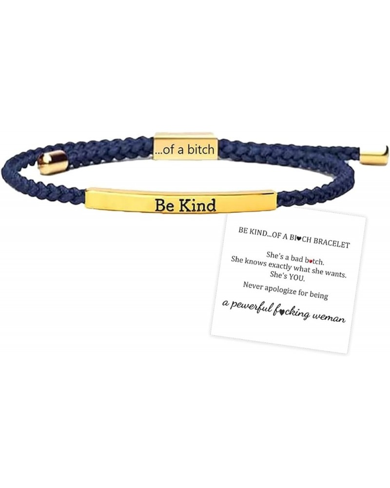 Be Kind of a Bitch Bracelet, Adjustable Handmade Braided Rope Engraved Tube Bracelet with Inspirational Card, Friendship Brac...