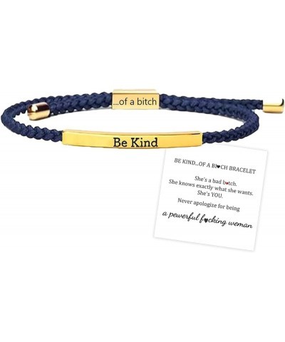 Be Kind of a Bitch Bracelet, Adjustable Handmade Braided Rope Engraved Tube Bracelet with Inspirational Card, Friendship Brac...