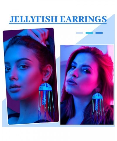 2 Pcs Glow Earrings Jellyfish Dangle Drop Weird Earrings Light up Glow in the Dark Christmas Party Decoration Blue $7.40 Earr...