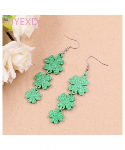 St.Patrick's Day Earrings for Women Teen Girls Cute Clover Leaf/Hungry Caterpillar Stud Earrings Green Shimmer Acrylic Earrin...