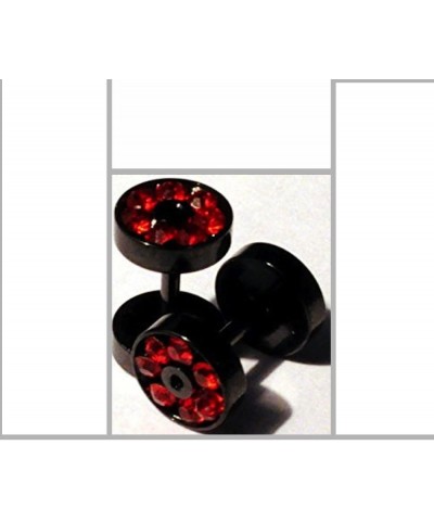 Black Titanium with Red CZ Over Surgical Steel Screw-on Plugs/Gauges 2 Pieces (1 Pair) (B/60) 14G (1.6MM) $9.27 Body Jewelry