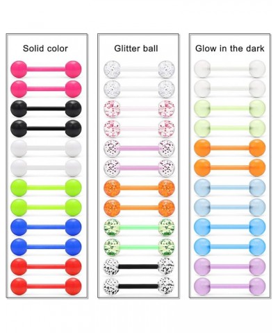 36Pcs 14G Glow in Dark Flexible Acrylic Straight Tongue Barbell Nipple Ring Retainer Piercing Jewelry for Women Men 16mm Bar ...