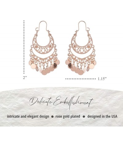 Bohemian Boho Chandelier Dangle Drop Earrings for Women – Lightweight Filigree Gypsy Coin Disc Tassel Charm Hoops – included ...