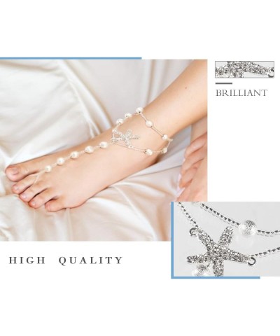 2 Pairs Barefoot Sandals- Beach Anklet Chain with Starfish for Women Lady's Beach Wedding Foot Jewelry Party Accessories rhin...