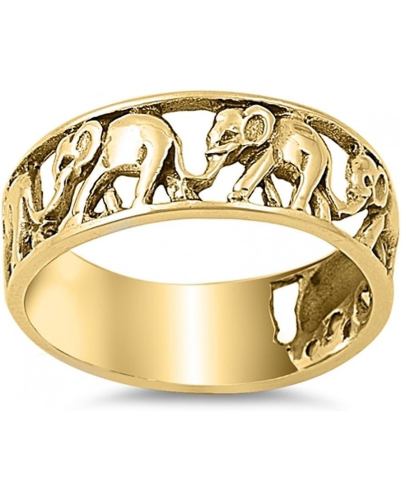 CHOOSE YOUR COLOR Sterling Silver Elephant Ring Yellow Gold-Tone $16.31 Rings