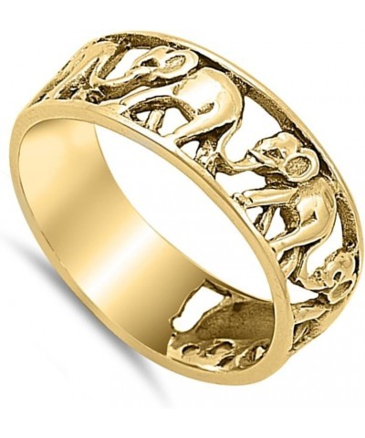 CHOOSE YOUR COLOR Sterling Silver Elephant Ring Yellow Gold-Tone $16.31 Rings