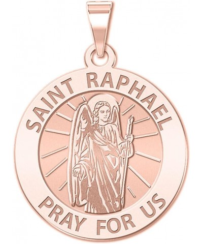 Saint Raphael Religious Medal Only or Medal With Engraving in Sterling Silver, 10K, or 14K Gold 3/4 Inch x 3/4 Inch Medal Wit...