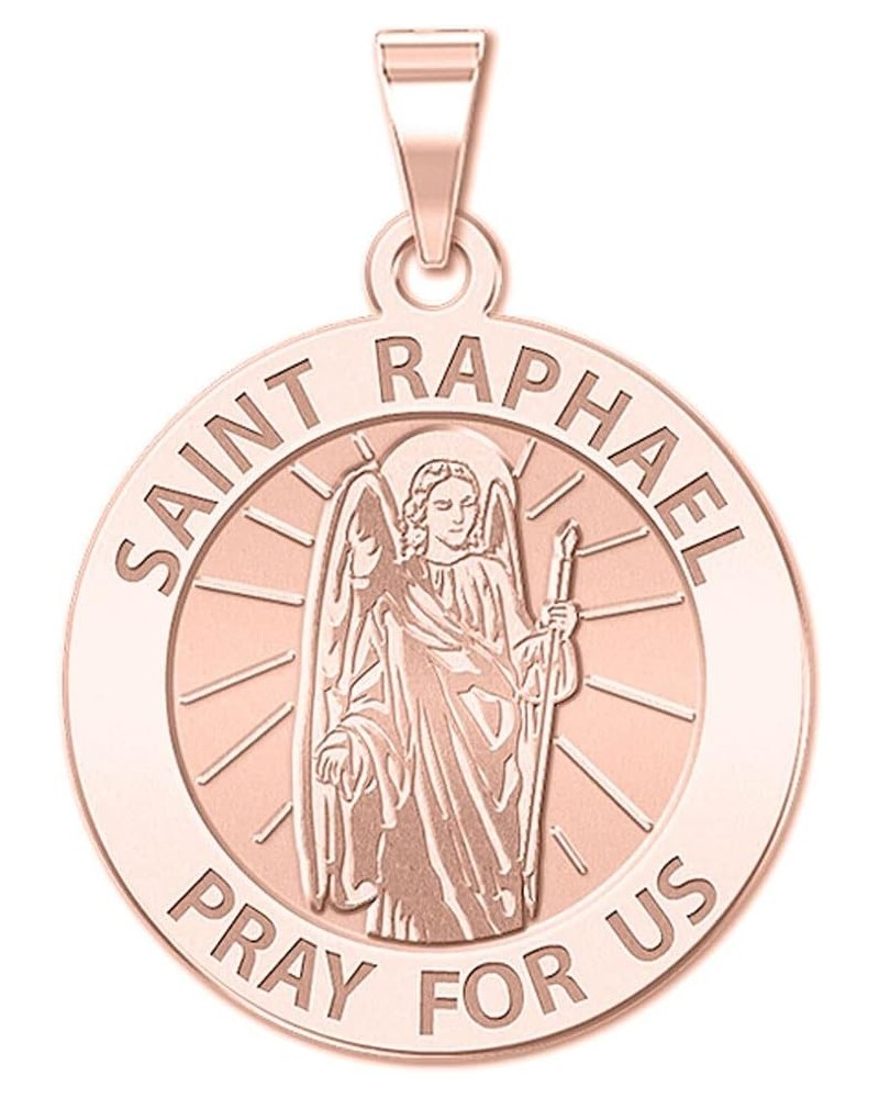 Saint Raphael Religious Medal Only or Medal With Engraving in Sterling Silver, 10K, or 14K Gold 3/4 Inch x 3/4 Inch Medal Wit...