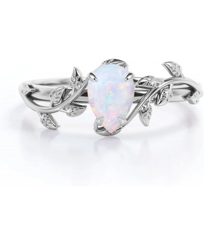 Opal Rings Sterling Silver Wedding Rings for Women, White Opal Engagement Promise Band Ring Anniversary Promise Rings for Her...