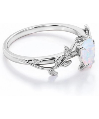 Opal Rings Sterling Silver Wedding Rings for Women, White Opal Engagement Promise Band Ring Anniversary Promise Rings for Her...