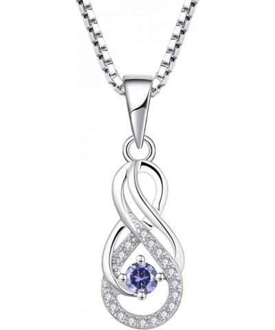 Infinity Necklace for Women Silver Infinity Pendant Necklace Sterling Silver December,Tanzanite Color $23.10 Necklaces