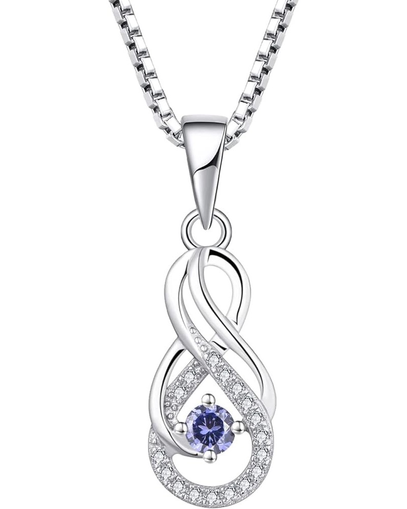 Infinity Necklace for Women Silver Infinity Pendant Necklace Sterling Silver December,Tanzanite Color $23.10 Necklaces