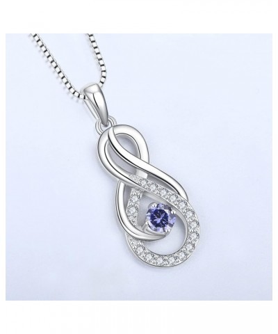 Infinity Necklace for Women Silver Infinity Pendant Necklace Sterling Silver December,Tanzanite Color $23.10 Necklaces