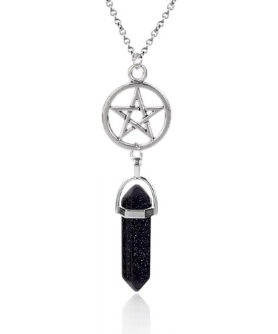 Moon Pentagram Necklace Pentacle Crystal Chakra Necklace Charm Pendant Multi Layered Necklaces for Women Choker Necklace Goth...