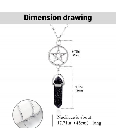 Moon Pentagram Necklace Pentacle Crystal Chakra Necklace Charm Pendant Multi Layered Necklaces for Women Choker Necklace Goth...