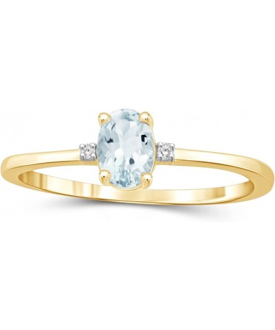 0.40 CTW Aquamarine & Accent White Diamonds Ring in 14K Gold Over Silver $18.71 Rings